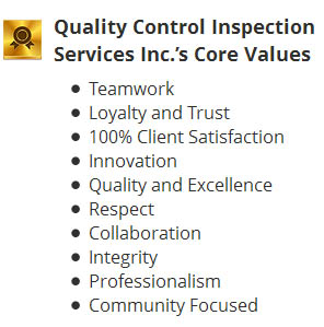 Quality Control Inspections Services, Inc - Core Values
